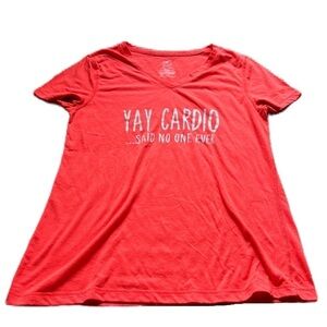 Athletic Works L orange tshirt “Yay Cardio….said no one ever”